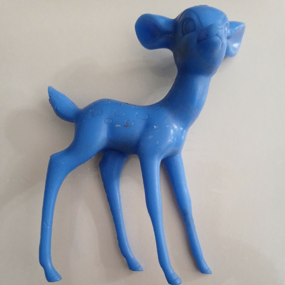 Louis Marx & Co 1968 Walt Disney Figurine Bambi Blue Plastic Made in USA 4.5inch